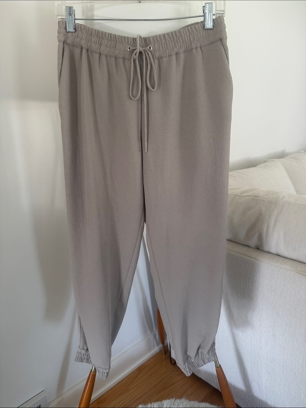 Wilfred Taupe Drawstring Joggers — Neutral Lightweight Track Pants